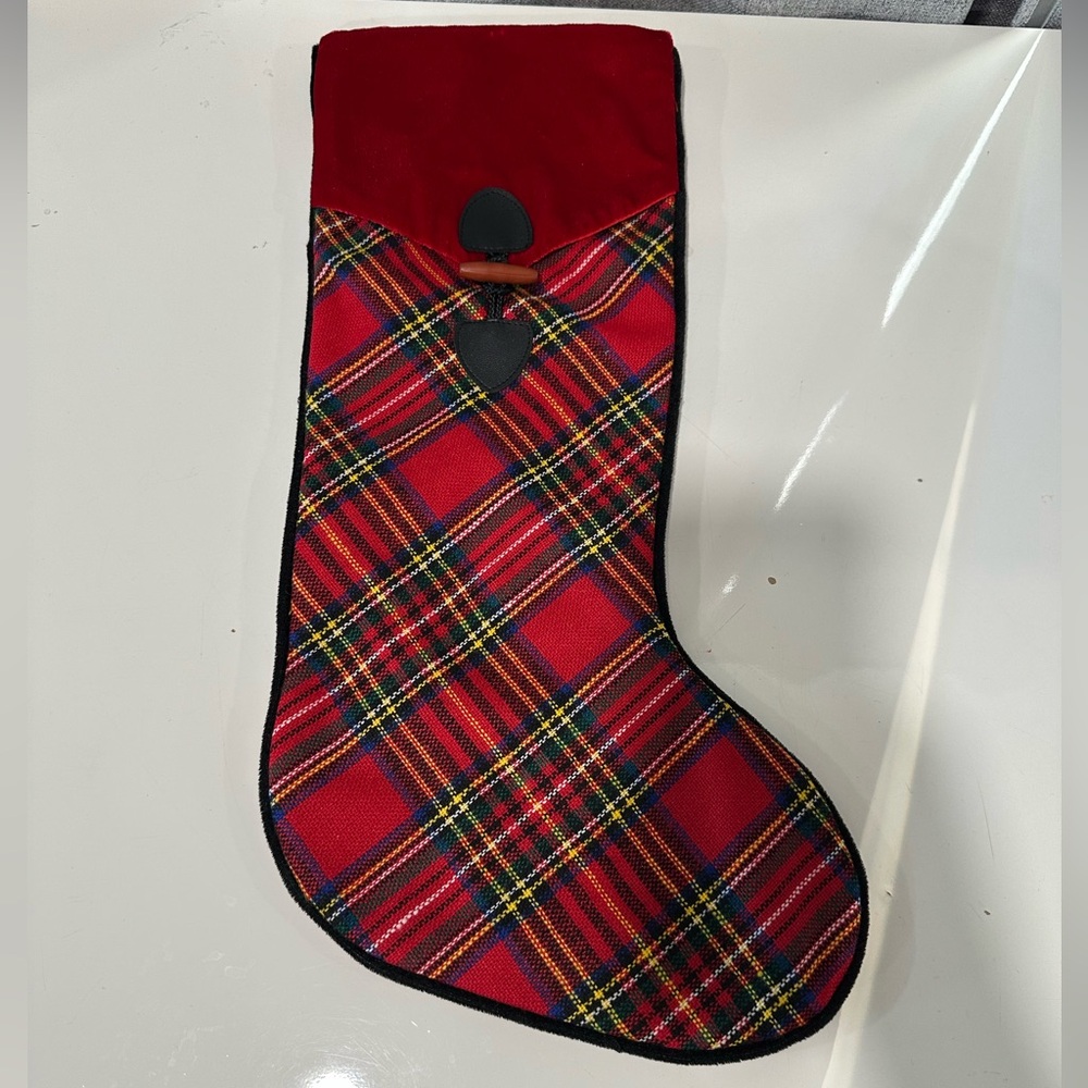 Christmas Eve red plaid stockings. NWOT.